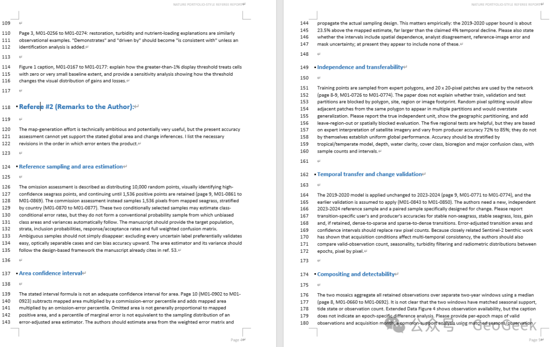 Example reviewer comments generated by the skill