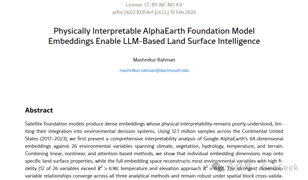 AlphaEarth Foundation Embedding study