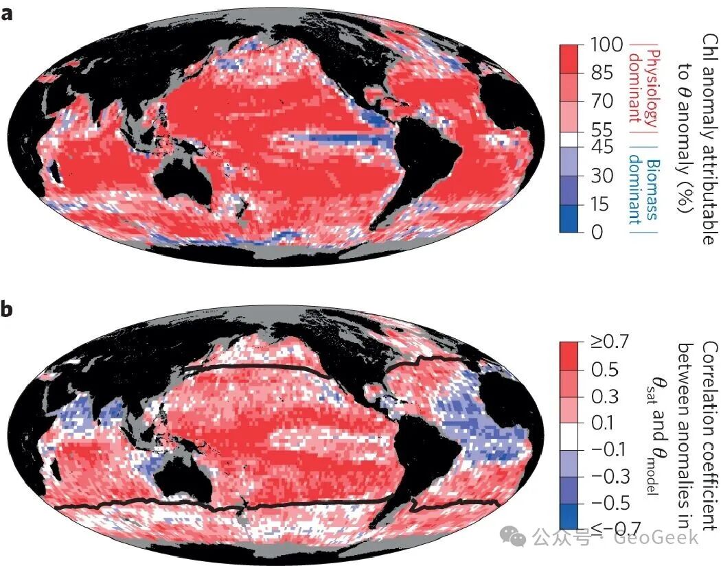 Global fraction of chlorophyll-a anomalies explained by physiological variation
