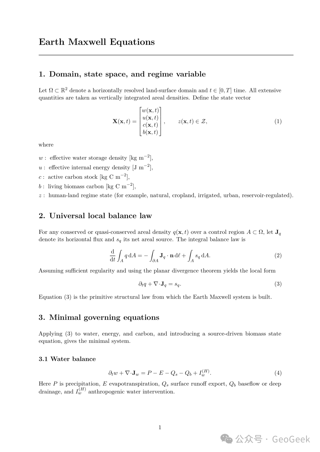 Conceptual Earth-system equation sketch