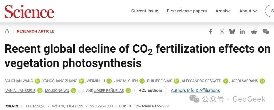 Study of the global CO2 fertilization effect