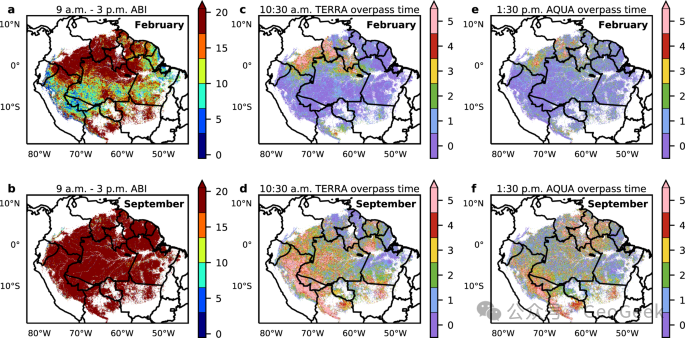 Geostationary observations provide many more clear-sky samples over the Amazon