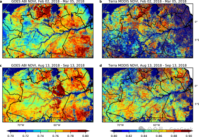 Different clear-sky sampling produces different monthly NDVI patterns for ABI and MODIS